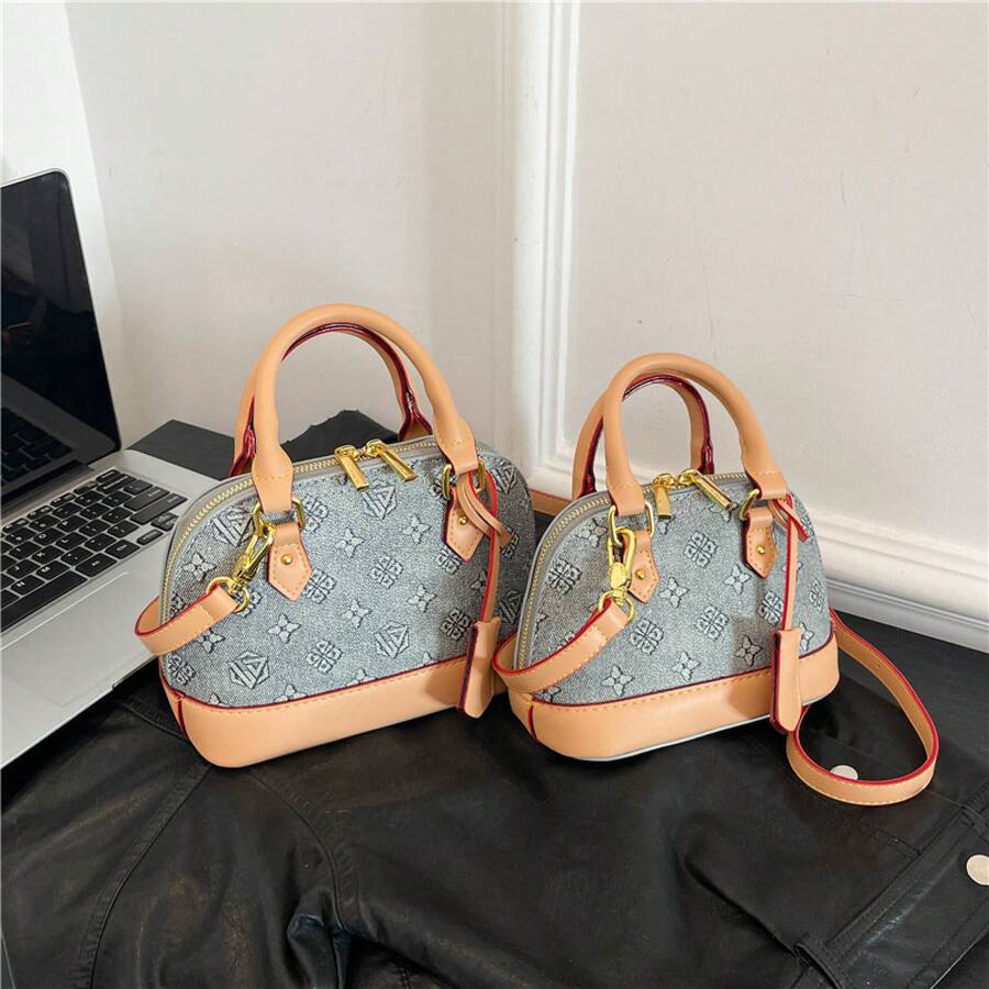 Vintage-Shaped Women's Crossbody Bag, Vintage Print PVC Handbag, Small Shoulder Crossbody Bag, Zipper Closure, Lightweight And Stylish, Suitable Daily Commuting, Parties, And Travel, A European-Style Her. - 大號白色 - 查看 1