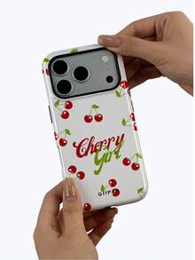 1 Piece Milky White Background With Cherry And Text Pattern Design Phone 17 Pro Max Case, Compatible With Phone 16 Pro Max, 15 Pro Max, 14 Pro Max, Korean Stylish And Interesting Phone Case, Also Fits 11/12/13/14/15/82 Pro Max Plus, Elegant Design Suitable For Both Men And Women, Ideal Gift For Girlfriend On Christmas, Valentine's Day, Easter, Wedding Season And Birthday - Multicolor - View 4