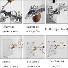 13 piezas de placas de reparación de bisagras de gabinete de acero inoxidable con tornillos. Soportes de fijación planos para reparar puertas de armarios de cocina - Placas de reparación de bisagras - 13 piezas - Ver 8