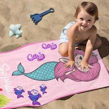 Personalized Children's Beach Towel, Custom Letter Combination And Fun Beach Pattern Design, Exclusive For Children, Girls, Boys, Adults, Quick Drying Custom Towel, Suitable For Beach, Pool, Bathroom, Exclusive Gift - Multicolor - View 8