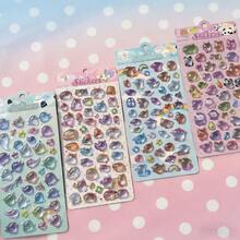 1pc New 3D Embossed Square Sticker, Waterproof Transparent Crystal Decorative Sticker Suitable For DIY Crafts And Daily Use - One Size Random - View 7