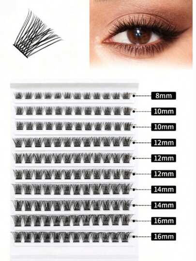 DIY睫毛嫁接套装 120簇 0.07D-8-16mm 曼加睫毛 浓密型单根睫毛嫁接 睫毛簇 DIY家用睫毛嫁接 睫毛簇、睫毛簇、单根睫毛、睫毛、假睫毛