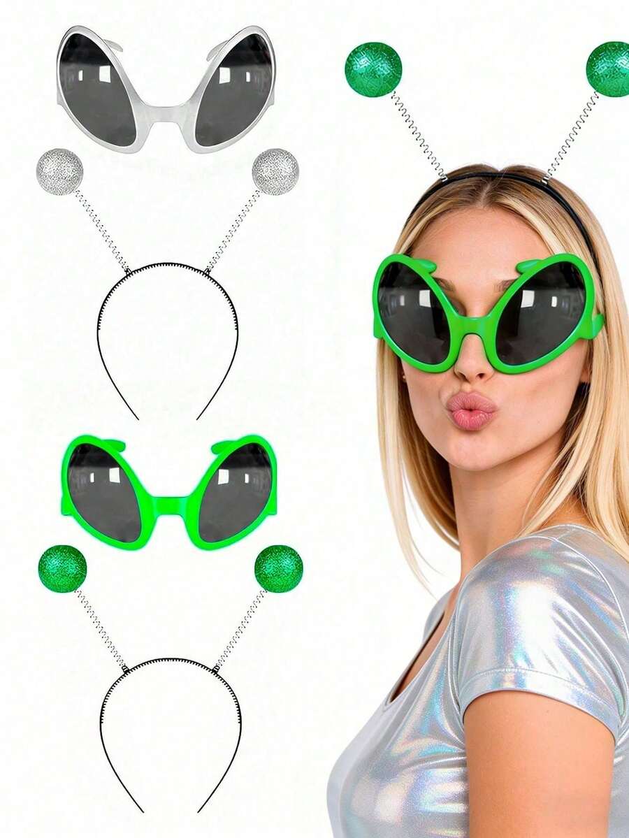 2 piezas Diadema con tentáculos alienígenas + Gafas alienígenas, recreando el aspecto clásico alienígena, divertidos accesorios para fotos: sesión de retratos, estilismo de influencers, fiestas temáticas - Espacio/Alienígena, Disco retro de los 70, Temas de insectos/bichos - Multicolor - Ver 1