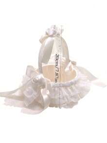 1pc White Lace Flower Basket, Compact Yet Spacious, Suitable For Children's Gifts, Party, Wedding, Baby Shower And Other Occasions - Multicolor - View 3