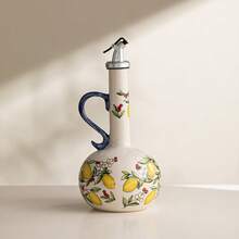 1 Set Hand-Painted Lemon & Blueberry Olive Oil Bottle & Condiment Jar Set; Elegant Yellow Lemon Floral Design Ceramic Soy Sauce, Vinegar And Oil Condiment Bottles; Decorative Kitchen Seasoning Bottles; Ideal For Home Kitchen As Soy Sauce, Vinegar And Spice Bottles; Leak-Proof Soy Sauce Bottle; Great As A Gift - View 9