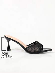 Women's Mesh Fabric Breathable Open Toe High Heel Sandals, Versatile Black Minimalist Pointed Toe Stiletto Slide Sandals, New Summer Style - Black Pointed Double Mesh - View 4