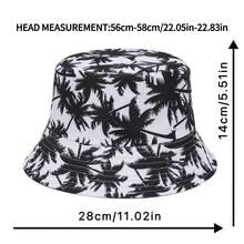 1pc New Brown Palm Tree Pattern Printed Reversible Bucket Hat, Suitable For Daily Casual, Beach Party And Outdoor Activities - A - View 4