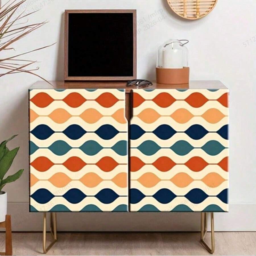 1 New Material Thickened Wardrobe Sticker, Furniture Decoration Self-Adhesive Sticker, Desktop Glass Door Bedroom Wall Decoration, Room Layout Wall Decoration Wallpaper, Cabinet Decoration Sticker - 1pc - View 1