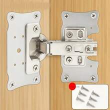 13 piezas de placas de reparación de bisagras de gabinete de acero inoxidable con tornillos. Soportes de fijación planos para reparar puertas de armarios de cocina - Placas de reparación de bisagras - 13 piezas - Ver 2