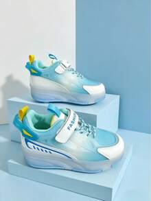 Kids' Gradient Color Hook And Loop Roller Skates, Detachable Wheels Outdoor Sports Shoes Suitable For Autumn/Winter - Baby Blue - View 2