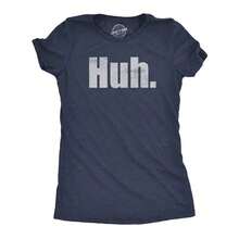Womens Huh T Shirt Funny Interesting Wondering Weird Joke Tee For Ladies Funny Womens T Shirts Cute Vintage Fashion Casual Ladies T-Shirt Gift Comfortable Cotton T-Shirt - 海軍藍 - 查看 5