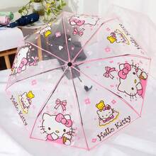 SANRIO 这款可爱的三丽鸥Hello Kitty透明自动折叠伞，采用8根铁质伞骨，搭配塑料伞面和伞柄，休闲时尚。可折叠的透明伞面印有卡通图案。非常适合夏季消暑，是海滩、旅行、母亲节礼物、花园、夏季郊游、毕业典礼、庆祝毕业、徒步旅行等各种场合的理想之选。它是一款必备的便携物品，也是送给自己、朋友和家人的完美礼物。 - 傘 - 查看 14