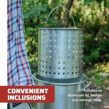 Camp Chef - Olla y Cesta de Aluminio Incluye Tapa Cesta y Gancho de extracción Perfecto para hervir cocinar a Fuego Lento y cocinar al Vapor Olla de Cocina fácil de Limpiar Olla de 32 Cuartos - Ver 7
