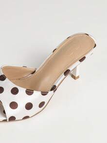 Elegant Solid Color High Heels, Elegant Fabric Ruffle Party Shoes For Outdoor Party - White Noodles/coffee - View 8
