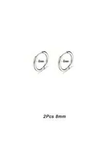 Pendientes de aro pequeños redondos de 8mm/10mm/12mm/14mm/16mm/18mm, aretes unisex minimalistas de uso diario con un aspecto genial y capas, en plata y oro - Plateado - Ver 11