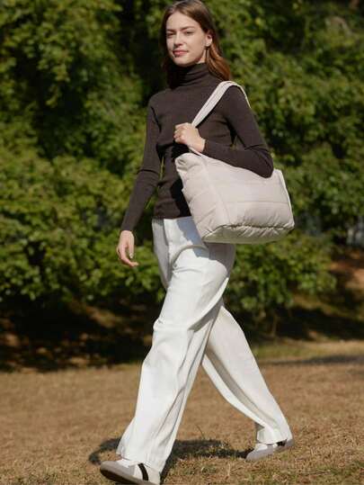 Tote Bag For Women, Lightweight Puffy Tote Bag With Compartments Shoulder Bag Handbag For Travel, Work, Gym | Lightweight, Puffy, Quilted, For Travel, Work