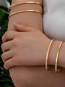 Collar grueso de tono dorado para mujer, collar colgante de cadena de serpiente plateada de moda, accesorio de joyería corporal encantador para fiestas, regalo. Brazalete de manga dorada para mujer, brazalete minimalista multicapa, joyería apilable para el verano y la playa - Multicolor - Ver 4