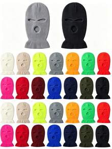 1 Ski Mask For Men And Women, Y2K Style, Candy Color, Thickened Three-Hole Hat, Balaclava, Face Mask, Outdoor Casual, Versatile, Winter Warm, Cold Hat, Suitable For Daily Commuting - Solid Color - View 1
