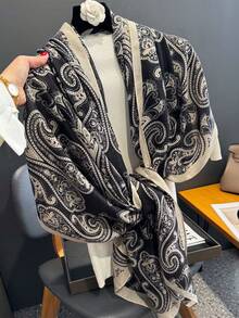 1条腰果花图案多功能轻薄柔软围巾/披肩，防晒沙滩巾，多功能长围巾 - 彩色 - 查看 15