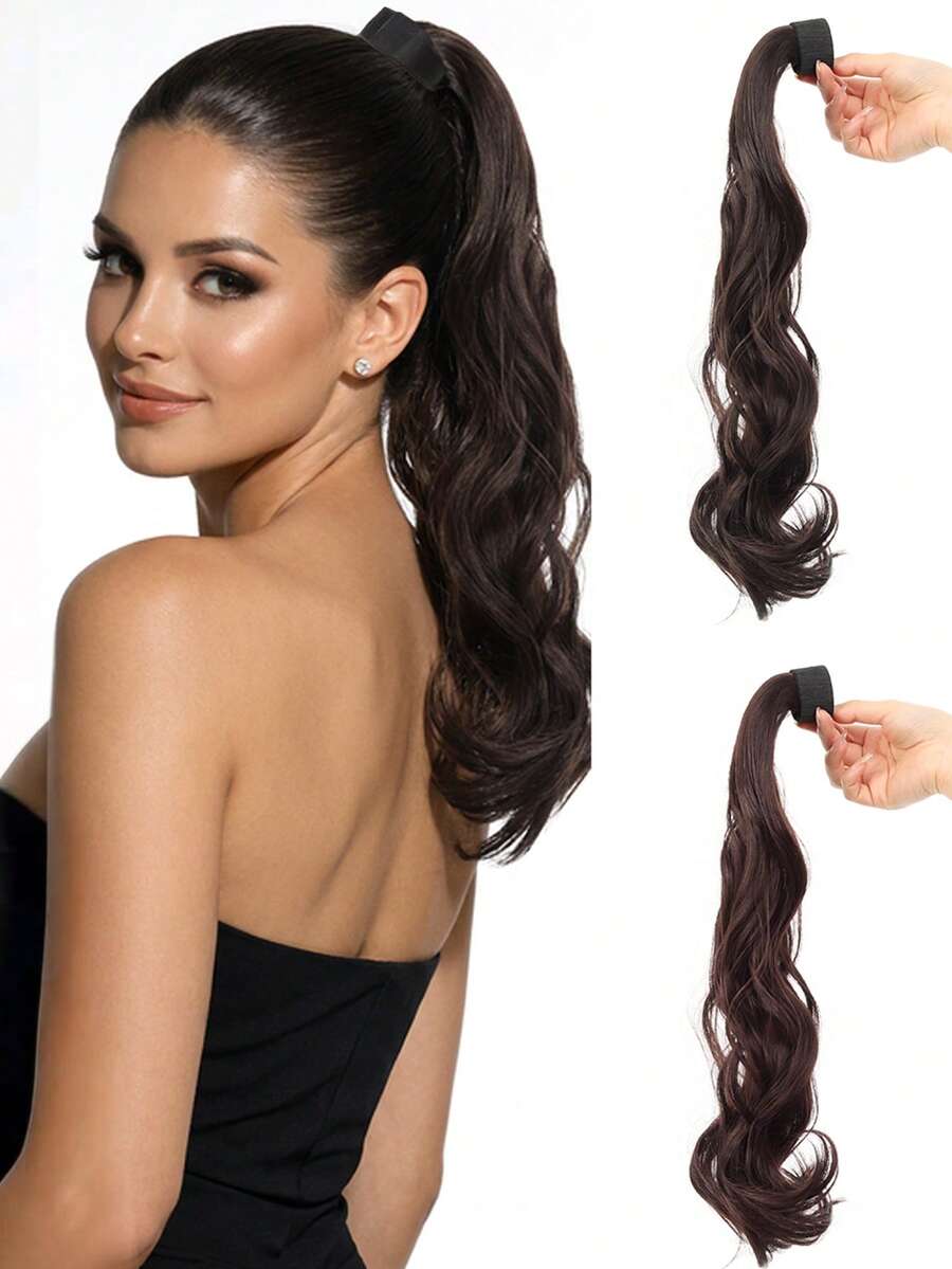 Peluca con coleta de fibra sintética, coleta alta rizada de moda que se pega, extensión de cabello con clip, coleta de peluca natural esponjosa y realista, adecuada para uso diario, verano, vacaciones, viajes. Elásticos para el cabello, bandas de goma para el cabello, scrunchies, cuerda para el cabello, festival, fiesta - Multicolor - Ver 1