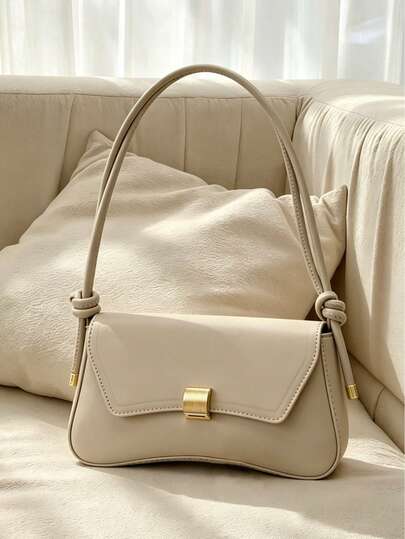 Bolso de hombro de moda nuevo, diseño de decoración con hebilla de metal personalizada, que muestra un gusto de moda. Bolso de hombro, bolso cruzado de unicolor PU de alta gama, diseño de lentejuelas glamoroso para mujer, adecuado para compras, vida diaria, viajes, viajes y turismo.