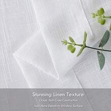 Melodieux White Linen Textured Semi Sheer Curtains 84 Inch Long for Living Room Bedroom Rustic Flax Linen Grommet Voile Drapes 52 by 84 Inch 2 Panels - Blanco - Ver 6