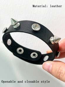 1 buah Gelang Gaya Punk Gothic Campuran dengan Desain Jepit Terbuka dan Hiasan Salib Berlian Imitasi - Multiwarna B - View 14