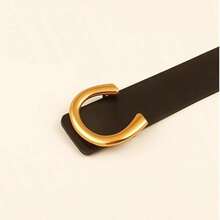 Women's PU Leather Metal Buckle Belt Letter Shaped Waist Belts For Jeans Dress - 黑色 - 查看 4