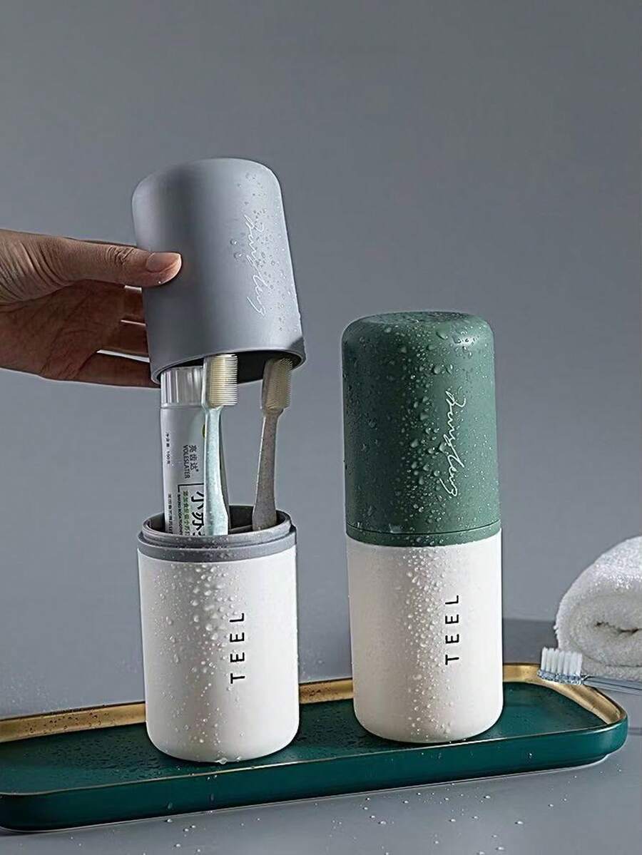 1pc Creative New Minimalist Nordic Style Transparent PET Travel Toothbrush & Toothpaste Storage Box, Multi-Functional Outdoor Toiletry Toothbrush Holder, Also Can Store Tableware, Minimalist Nordic Style Toothbrush Cup