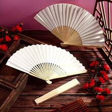 1/2支白色纸扇，婚礼装饰，夏季饰品，节日饰品 - 彩色 - 查看 2