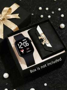 2/1pc Girl's Fashionable Elegant LED Heart-Shaped Digital Display Electronic Watch, Paired With Stylish Multifunctional Wallet, Suitable As Birthday/Holiday Gift For Girls, Great For Back To School, Parties, Travel And Daily Life. Graduation Season, Mother's Day, Gift For Family And Friends - Multicolor - View 14