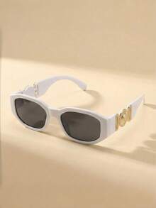 1pc Fashionable INS-Style Small Square Frame Fashion Glasses, Suitable For Outings, Travel, Photography, Music Festivals, Parties - White - View 5