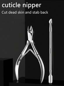 二合一美甲美足工具套装 - 银色双头去茧器和指甲剪，沙龙级不锈钢凝胶指甲油刮刀，耐用专业指甲和足部护理清洁工具 - 彩色 - 查看 2