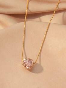 1 chiếc dây chuyền mặt dây chuyền hình cầu tròn mạ vàng bằng thép không gỉ, dây chuyền choker tối giản thanh lịch dành cho nữ, màu xanh ngọc bích/trắng đính đá/hồng hoa anh đào, trang sức dây xích hình xương rắn, món đồ thời trang thích hợp làm quà tặng sinh nhật, dự tiệc, hoặc phối đồ hàng ngày. - Nhiều màu - Xem 9