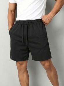Men's Hiking Sports Knit 5-Pocket Casual Comfortable Multifunctional Basic Athletic Shorts - Black - View 3