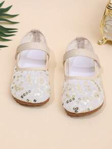 1 Pair 2026 Girls' Lace Flower Pearl Decor Luxury Dreamy Design Shoes, Suitable For Birthday Party, Stage Performance, Flower Girl, Holiday Travel, Celebration Events, Soft Flat Mary Jane Princess Shoes - White - View 6