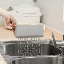 1pc Multi-Function Kitchen Dry-Wet Separation Drain Basket, Sink Mounted Fruit & Vegetable Storage Basket, Suitable For Double Sink With Divider - Multicolor - View 5