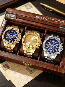Juego de 3 relojes para hombre – Relojes de estilo empresarial versátiles, ¡perfectos para regalar! - Multicolor - Ver 1