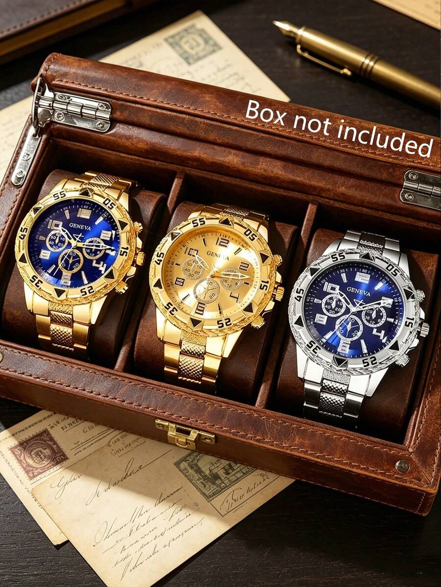 Juego de 3 relojes para hombre – Relojes de estilo empresarial versátiles, ¡perfectos para regalar! - Multicolor - Ver 1