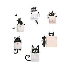 Removable Switch Sticker 6 Pcs Cute Black Cats Cartoon Wall Sticker Light Switch Decor Decals Family DIY Decor Art Stickers Home Decor Wall Art For Living Room Office Home Decoration - Negro 2 - Ver 8