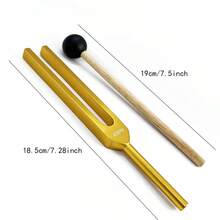 Juego de Diapasones de Frecuencia 432Hz Herramienta de Resonancia de Sonido para Relajación Práctica de Mindfulness Sonidos Ambientales Atmósfera Tranquila Spa en Casa Respiración Yoga Meditación Sanación de Chakras Reparación de ADN con Martillo de Silicona y Paño de Limpieza Regalo Único de Autocuidado - Dorado - Ver 2