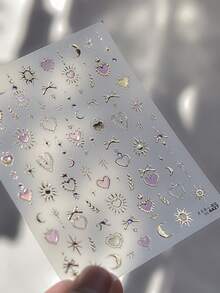 1pc Valentine's Day Star Moon Heart Nail Stickers Luxury Crystal Diamond Self-Adhesive Nail Art Stickers DIY - Multicolor - View 4
