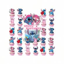 Disney 25pcs Pink Stitch Theme Birthday Party Decorations, Cake Toppers, Home Birthday Party Decor, Halloween & Christmas Decorations - Multicolor - View 7
