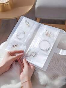 1件磨砂透明珠寶收納書，可重複使用的小物品收納器，多功能便攜式塑料珠寶收納袋/盒 - 84/160個透明口袋，防氧化拉鍊密封袋 - 彩色 - 查看 5