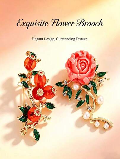 Ghim cài áo hình hoa tráng men cổ điển dành cho nữ, thiết kế hoa hồng và quả lựu màu hồng thanh lịch, thích hợp để cài lên khăn quàng cổ, áo khoác, túi xách, làm quà tặng đám cưới, phụ kiện trang sức thời trang cho hàng ngày và những dịp đặc biệt.