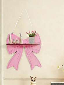 Pink Bow-Shaped Baby Room Wall Mounted Storage Shelf, Suitable For Baby Room Decor And Daily Supplies Storage, Multifunctional Practical Storage Rack, Ideal Easter Gift - Multicolor - View 7