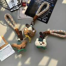 Cute Cartoon Bear Pendant Short Plush Lanyard Universal Mobile Phone Camera Bag Accessory CCDFashion Accessories - Green - View 5