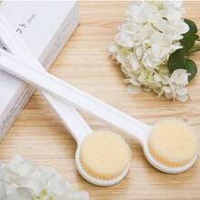 1pc White PC Long Handle Sponge Bath Brush, Decontamination And Mud Wipe Back Cleaning Brush - Multicolor - View 1