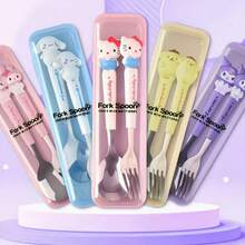 Bộ đồ ăn và thìa hoạt hình Sanrio 2 món gồm Hello Kitty Black Beauty, Yugai Dog, My Melody và Pompompurin, thích hợp cho các buổi họp mặt gia đình, dã ngoại, cắm trại và ký túc xá, quà tặng sinh nhật, Ngày của Mẹ, nhà hàng, nhà bếp, phụ kiện du lịch, đám cưới, sự lựa chọn hoàn hảo cho mọi mùa. - Nhiều màu - Xem 2