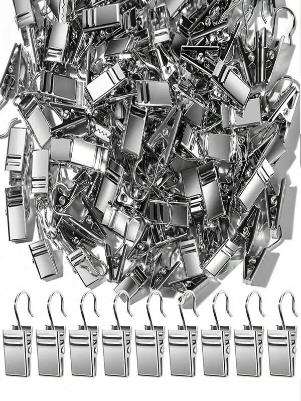 1 Set Silver Curtain Hooks, Including S-Shaped Hooks, Curtain Rod Hooks, And Pocket Hooks, Suitable For Hanging Curtains, Photos, Tent Lights, Party Decorations, And Crafts